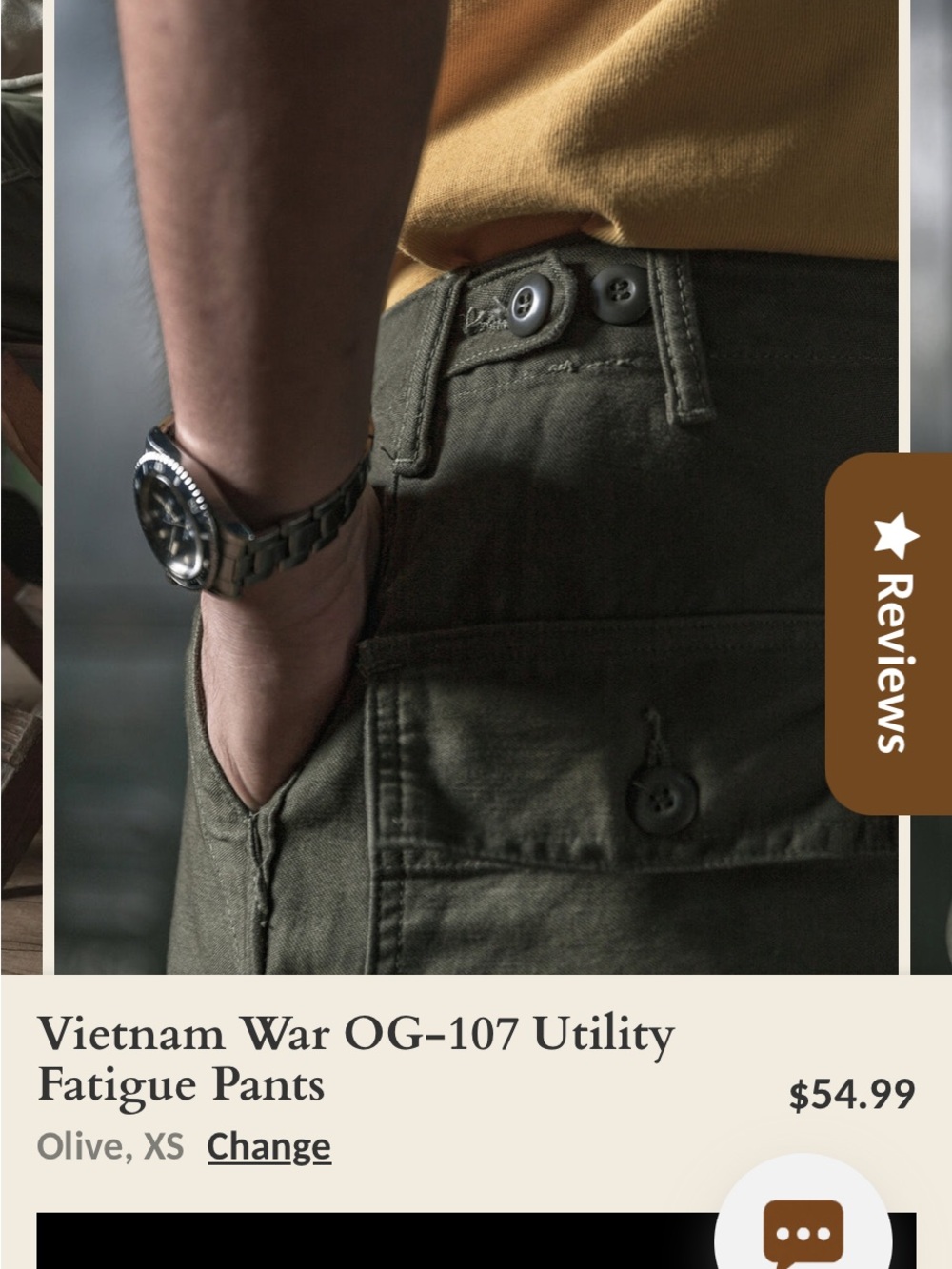 OG-107 Style Utility Cargo Pants - Olive - Picture 3 of 7